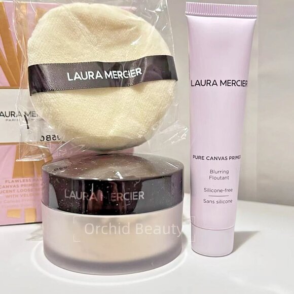 Laura Mercier 3pcs Setting Powder, Blurring Primer, Puff set~New In Box - Picture 2 of 5
